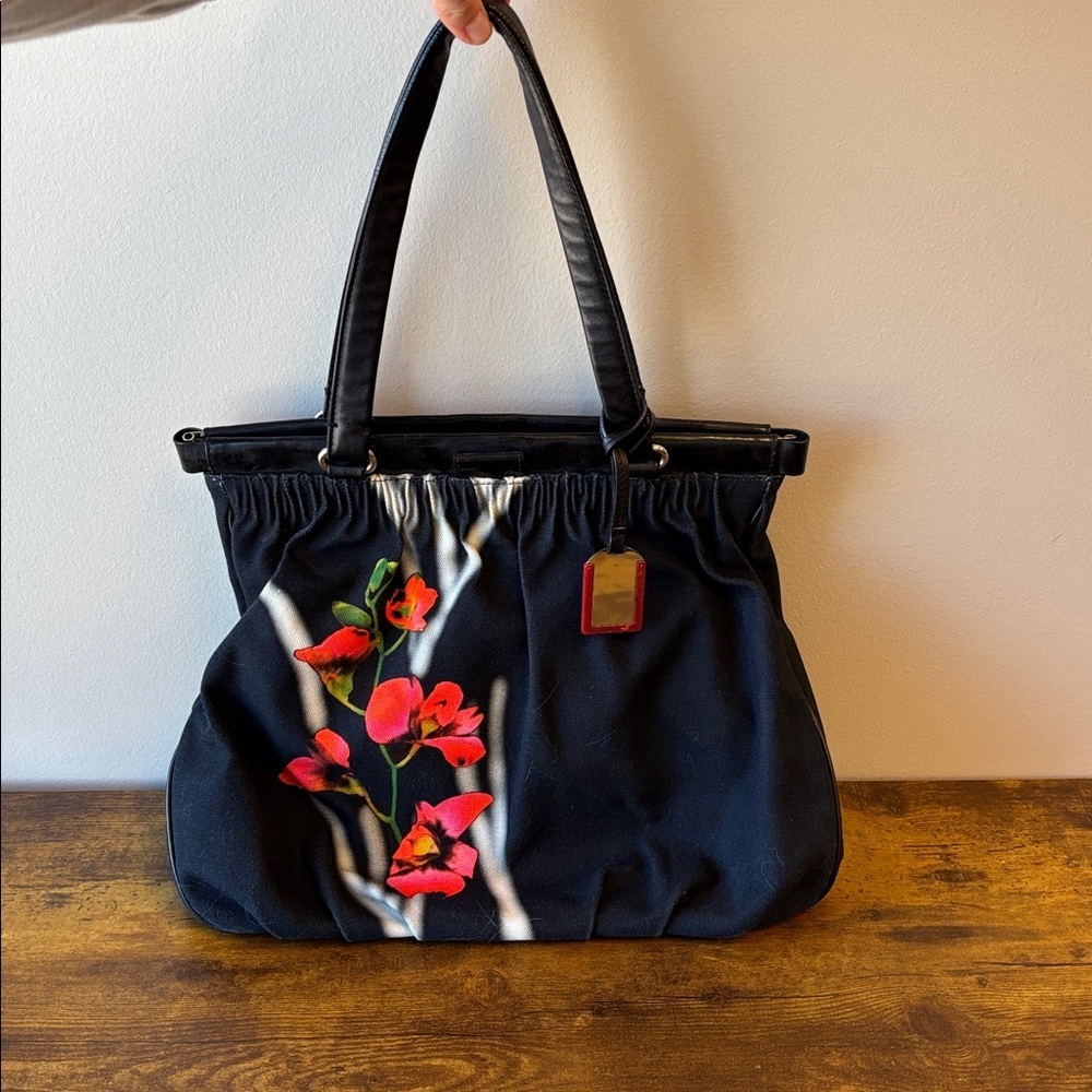 Furla Floral Black Tote Bag